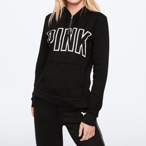PINK black quarter zip hoodie. Never worn.